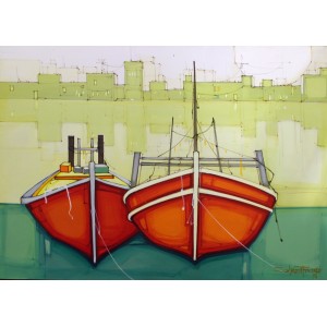 Salman Farooqi, 30 x 42 Inch, Acrylic on Canvas, Seascape Painting, AC-SF-243